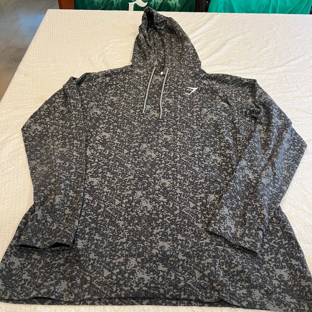 Gymshark black/gray camo hoodie for men size medium - Picture 2 of 9